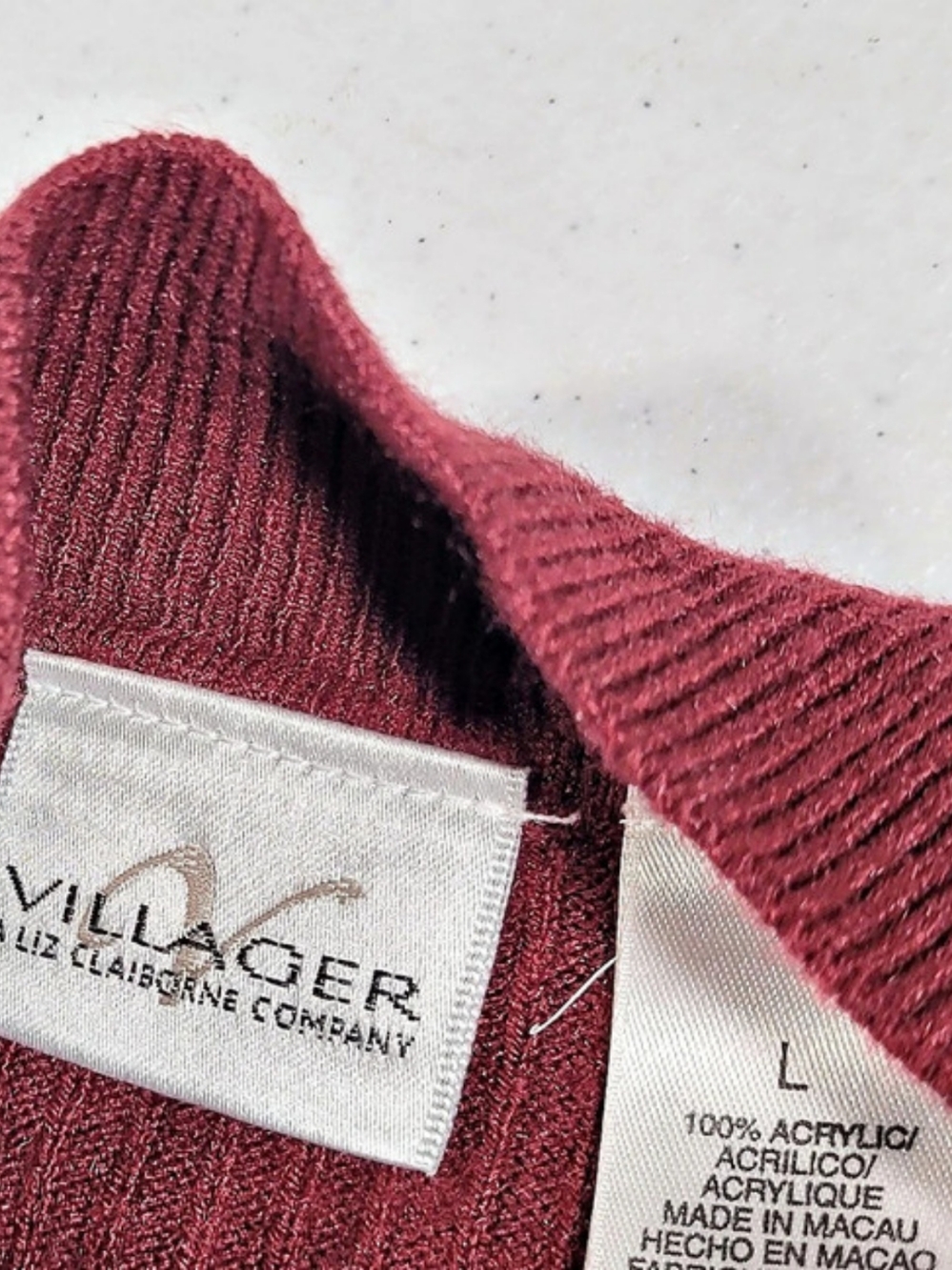 Villager Ribbed Mock Neck Sweater in Red Large Like New - Picture 3 of 3